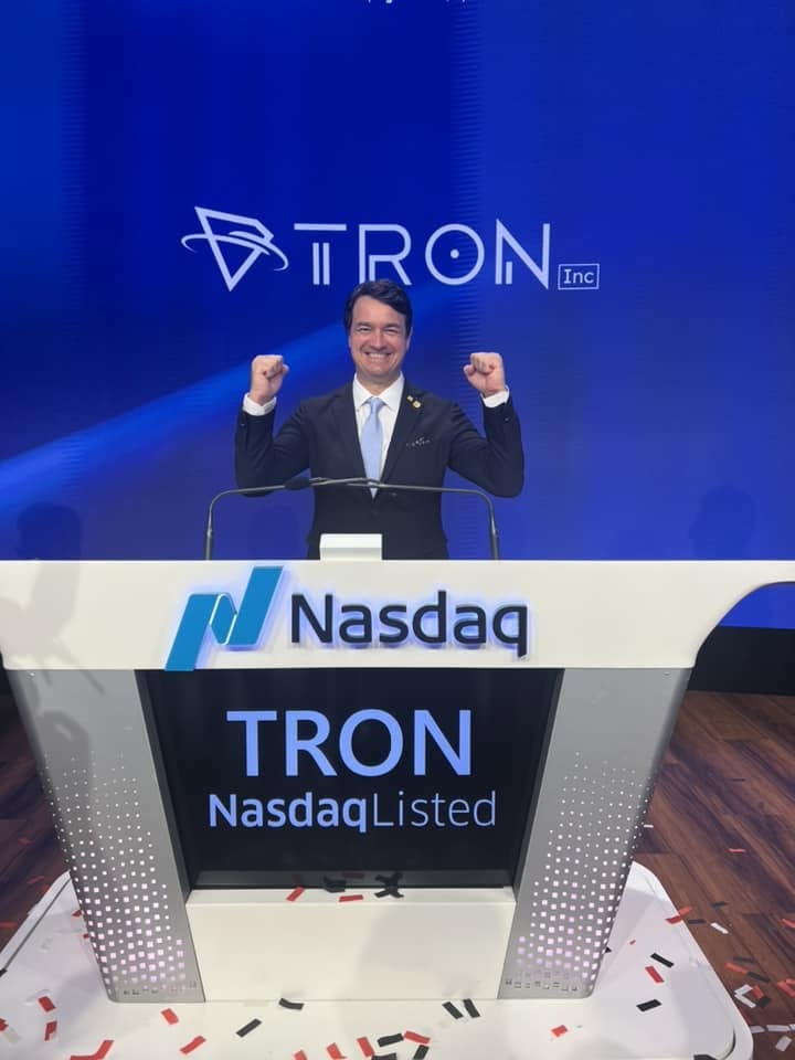 Bruce Porter Jr. at Nasdaq as TRON rang the bell to launch trading