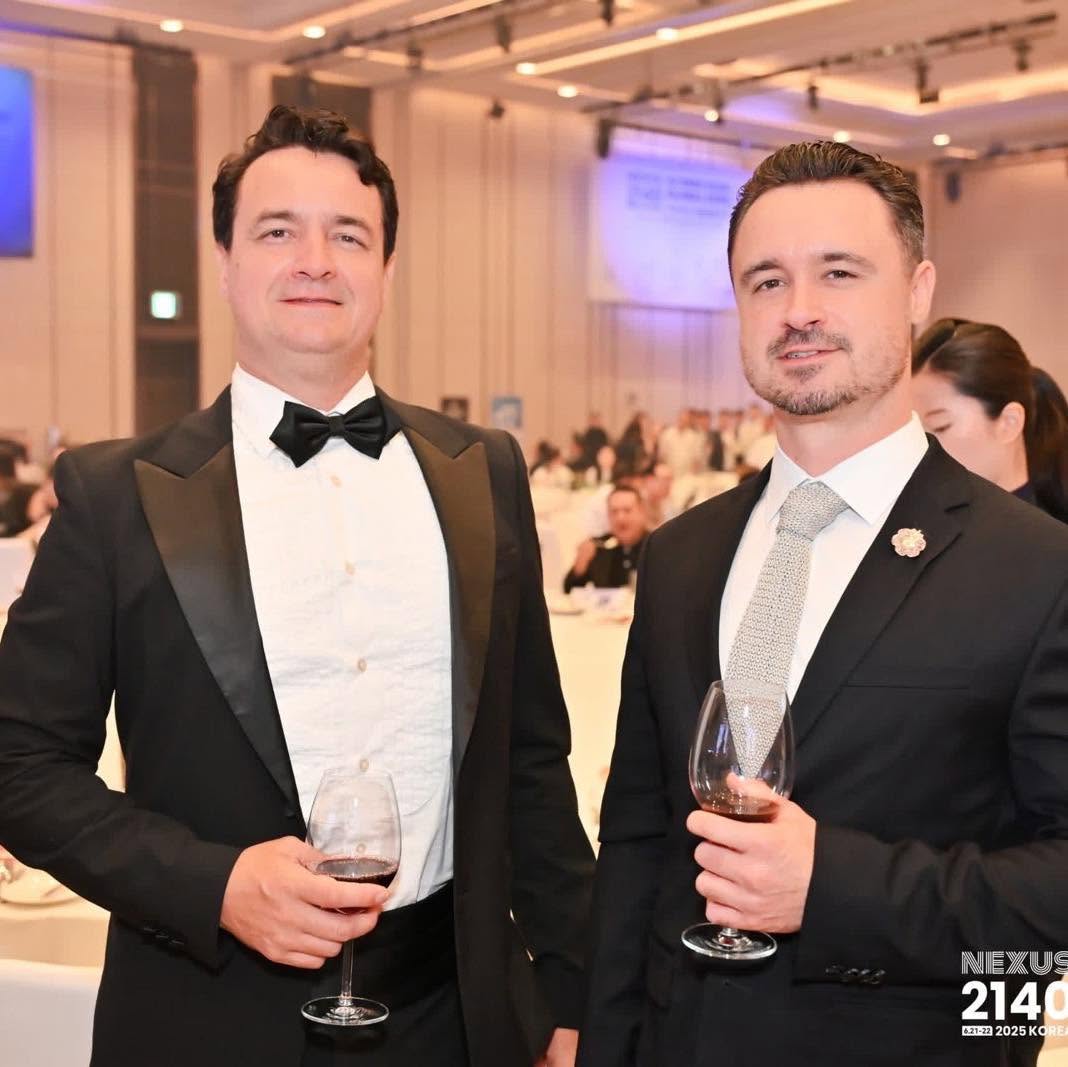 Bruce Porter Jr. with his brother David Porter in Korea after Bruce delivered the conference keynote