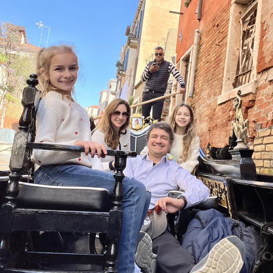 Bruce Porter Jr. with his family in Venice, Italy