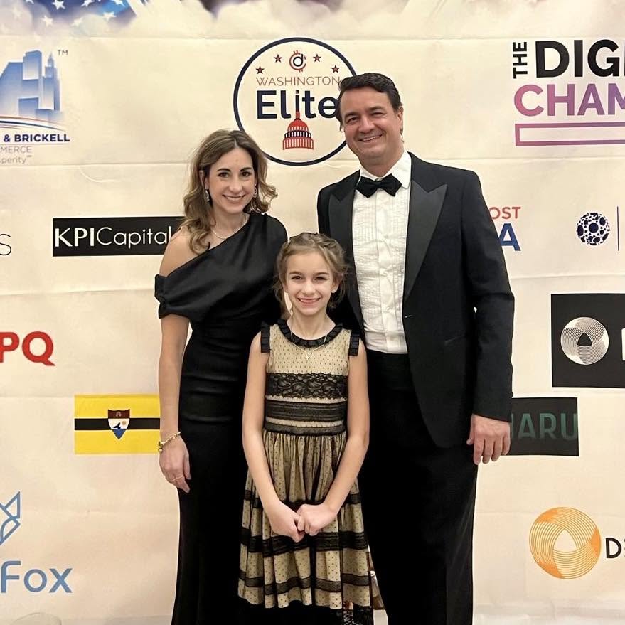 Bruce Porter Jr. with his wife and daughter at the Washington Elite Inaugural Ball in 2025