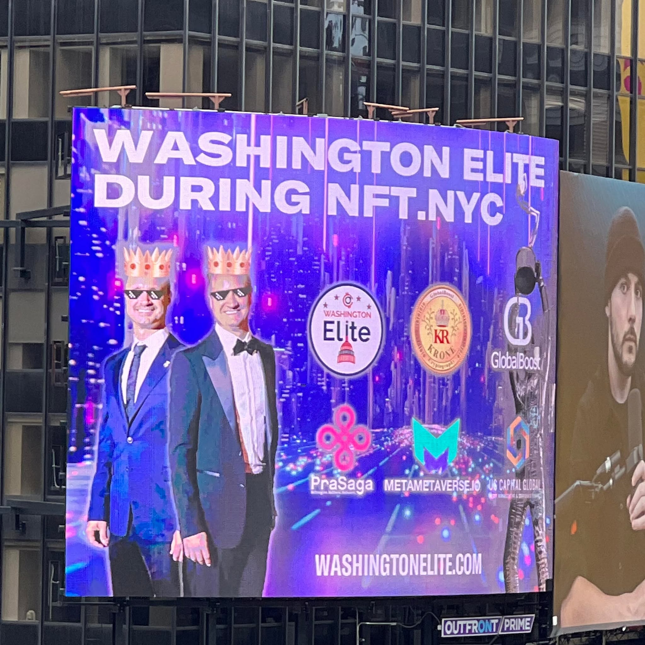 David Porter and Bruce Porter Jr. shown on a Times Square billboard in New York City in 2022