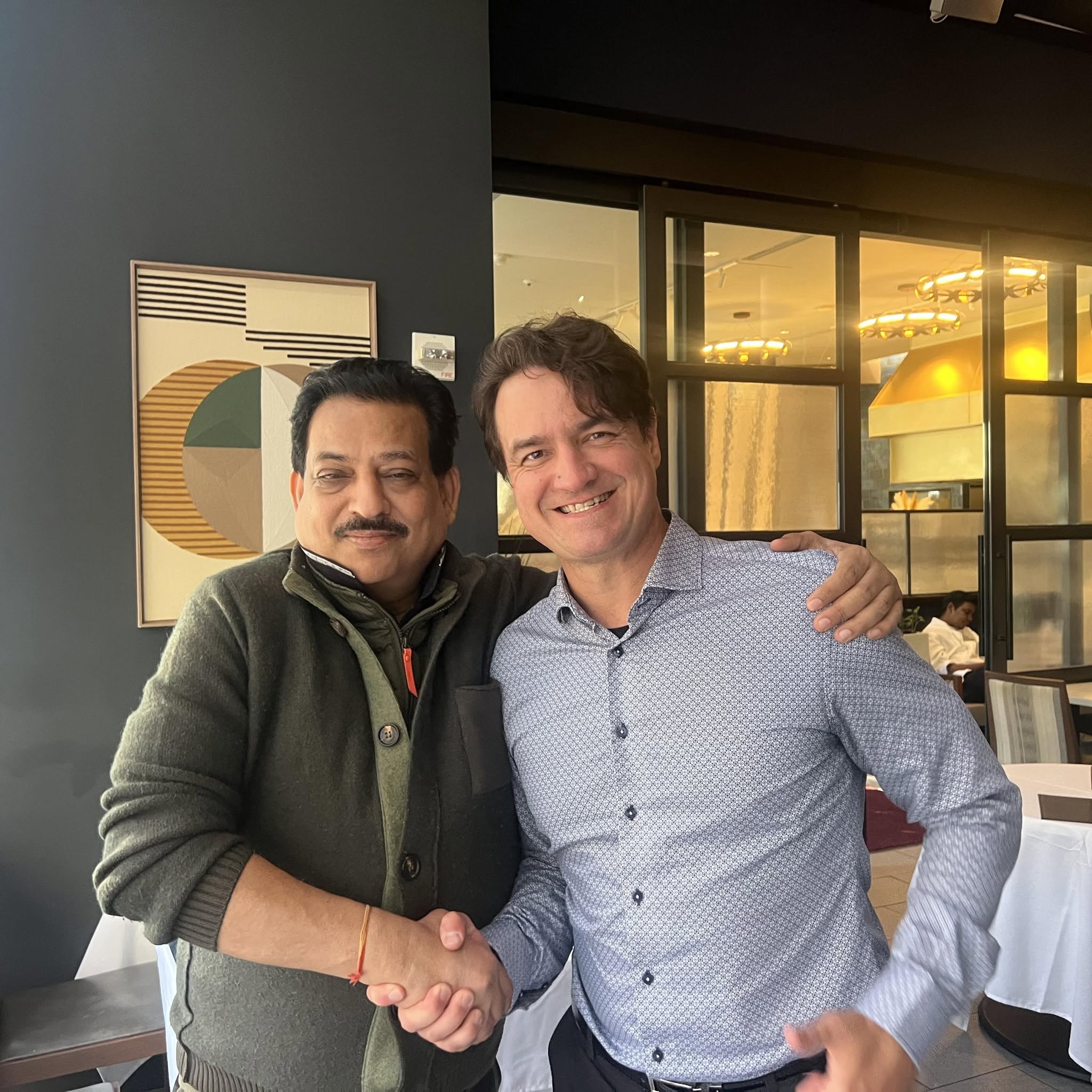 Vibhav Kant Upadhyay and Bruce Porter Jr. at a diplomatic meeting before Vibhav met with President Trump